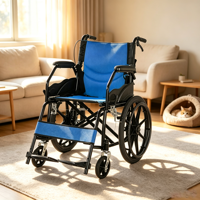 Silla de Ruedas Manual Ligera y Plegable, con Frenos de Mano Integrados, Ayuda de Movilidad Práctica para el Cuidado de Ancianos o Niños