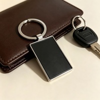 Porte-clés rectangulaires minimalistes en alliage de zinc double face, plaques uniques, style art moderne, gravables au laser, pendentifs cadeaux - Vente en gros