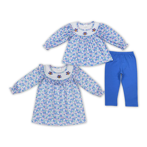 Nuovo arrivo per bambini con cerniera a maniche lunghe per dormire con fiocco blu stampa pigiama Set di abbigliamento per bambine e bambine - Product Image 3
