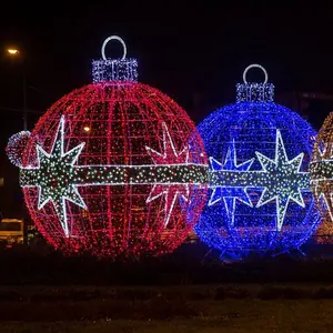 Zhongeng bola de luz de led 3d, decoração popular e colorida para áreas externas, à prova d' água, bola gigante de decoração de natal