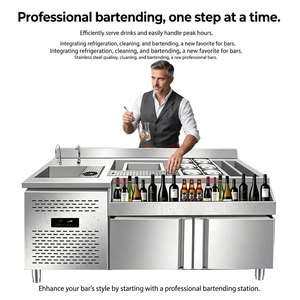 Prix d'usine – Station de bar à cocktails moderne en acier inoxydable avec rince-verres, bac à glace et cloison pour comptoir de barman - Product Image 2