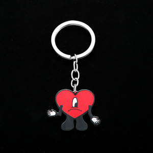 Nhà Máy Có Thể Tùy Chỉnh Xấu Thỏ Phim Hoạt Hình Trái Tim Màu Đỏ Vòng Cổ Và Keychain Tim Mắt Hợp Kim Mặt Dây Chuyền Áo Len Chuỗi - Product Image 5