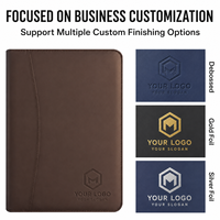 Portafolio de Cuero A4 Personalizado con Cierre, Calculadora, Portapapeles, Bolsillo para Teléfono, Dos Portaplumas y Logotipo para Ejecutivos
