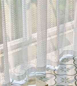 Tecido De Cortina De Renda De Creme De Estilo Francês, tecido De Cortina Sheer Retro Light Luxury Varanda Quarto De Janela De Baía - Product Image 5