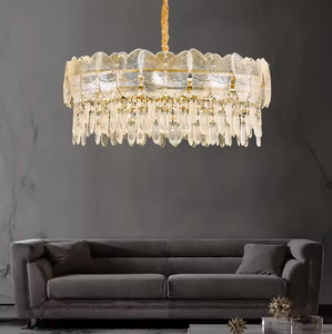 Zèle d'éclairage personnalisé hôtel villa pendentif lumières led design plafond suspendu rond moderne lustre en cristal - Product Image 6