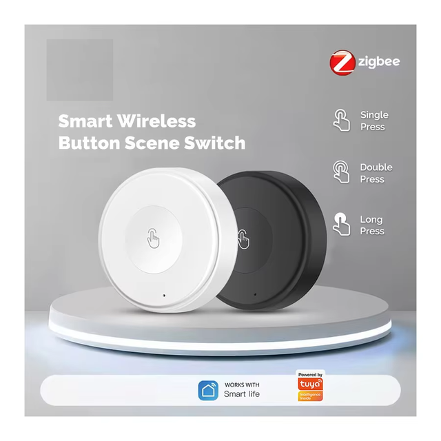 Tuya Zigbee Wireless Scene Switch Battery Powered Smart Button Remote Controller Multi Mode Smart Home Automation