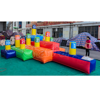 Jeu de lancer d'anneaux gonflable commercial, défi sportif, obstacles gonflables de type « pile driving », jouets d'action pour enfants et adultes
