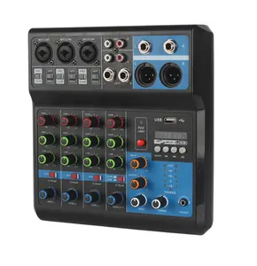 JIY小型5声道混音器现场录音DJ移动电脑声卡USB蓝牙混音数码效果器
