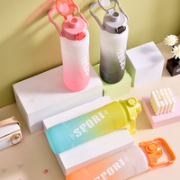 Bouteille d'eau en plastique 1L grande capacité avec poignée, écologique, avec paille, idéale pour l'eau bouillante, adaptée aux enfants
