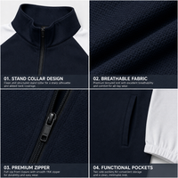 2 Stel Pakaian Olahraga Pria Warna Kontras Jaket Kerah Tegak Resleting Celana Panjang Lebar Santai Atletis Set Jogger Pakaian Olahraga