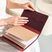 Housse de carnet en cuir à trois volets avec 3 emplacements pour cartes, étui rétro en PU pour carnet, couverture de journal reliée avec poche pour téléphone et porte-stylo
