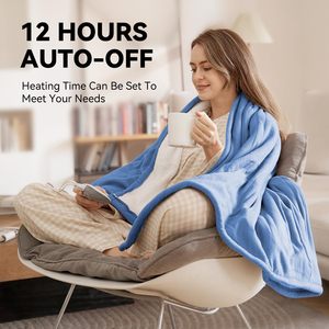 Azul 62 "x 84" Muestra disponible Manta eléctrica Manta térmica Uso en el hogar y la Oficina Manta eléctrica lavable a máquina - Product Image 3