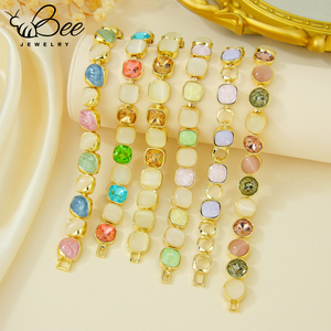 Pulsera de Lujo de Latón con Cristales y Oro de 14k, Cadena de Mano Bohemia de Esmalte de Colores, Joyería de Declaración para Fiesta de Mujer, Estilo Europeo y Americano - Product Image 3
