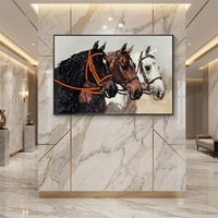 Tableau mural encadré de luxe, trois chevaux avec strass en cristal, peinture sur toile décorative, pour salon, entrée, image murale animale