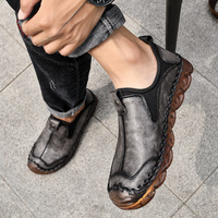 Chaussures de marche décontractées rétro pour hommes, style mocassins, à enfiler, multi-usages, à semelle en caoutchouc, pour l'extérieur, vente en gros d'usine