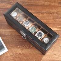 Eonluxe - Caja para Relojes de 6 Ranuras, Caja de Joyería de Cuero de Doble Capa, Caja de Almacenamiento Multiusos, Caja de Exhibición Rectangular, Estuche para Gafas