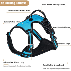 Arnés de chaleco para perro personalizado, cómodo, transpirable, ajustable, reflectante para seguridad nocturna, de malla de aire, nailon sólido, sencillo - Product Image 2