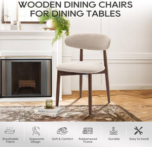 Chaises de salle à manger latérales de cuisine modernes de luxe sur mesure, rembourrées en tissu, style mid-century, avec repose-pieds - Product Image 6