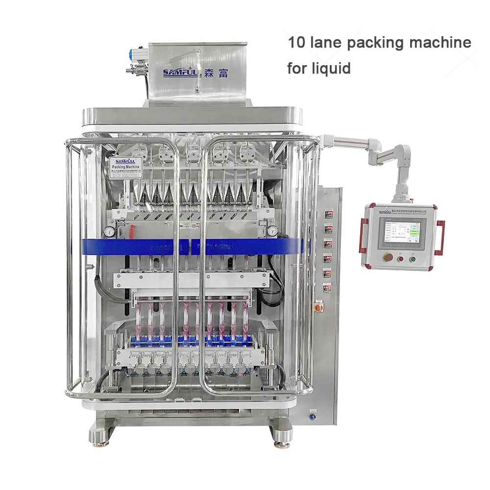 Automatische Multilane 4 Side Seal Bag Salade Saus Verpakking Machine 8 Lane Mayonaise Verpakking Machine