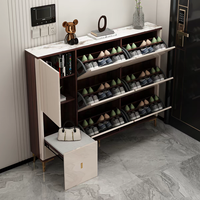 Meuble à chaussures moderne en bois ultra-mince avec tiroir rabattable, design modulaire peu encombrant pour couloirs étroits, écologique, vente en gros
