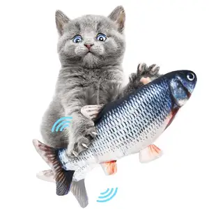 工厂价格互动猫玩具软盘移动鱼与猫薄荷逼真自动摆动机器人鱼小猫夹毛绒玩具