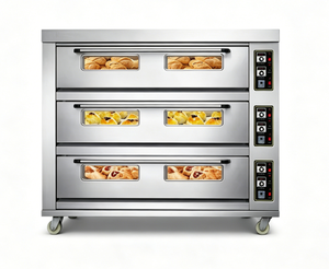 Nouveau four électrique commercial à 3 niveaux et 9 plateaux avec contrôle de température indépendant 220V pour boulangerie et restaurant, idéal pour la pizza et la pâtisserie. - Product Image 1