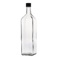 250ml/500ml/1000ml Bouteilles en verre de cuisine vides Marasca Dorica Vinaigre Huile d'olive Verseur Couvercles Becs Surface polie pour diffuseur
