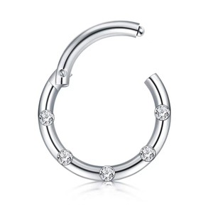 Boucles d'oreilles créoles en acier inoxydable avec zircon, serties de cristaux, bijoux de piercing pour le nez, usage quotidien, en acier 316L, or rose, noir, argent - Product Image 3