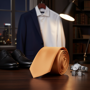 Cravate élégante en satin tissé uni orange Exve Exclusive, fabriquée en Turquie - Product Image 3