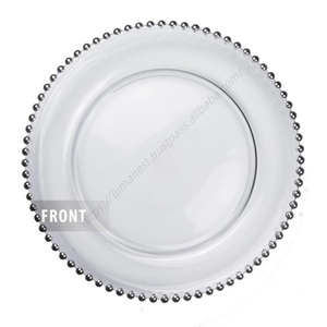 Vente en gros Z891 21/27/32cm Assiette en verre perlée ronde Décoration de table de mariage - Product Image 1