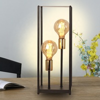 Lampe de table décorative moderne de luxe pour chambre à coucher Table de chevet en acier LED Base d'ampoule E26 Alimentation secteur Simple et pratique