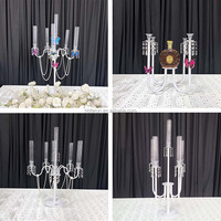 En gros Candelabre en fer à 6 bras avec gouttes de cristal, Centre de table pour mariage, fête prénuptiale et location d'événements