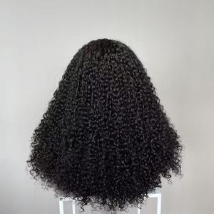 Super doble dibujado densidad completa media peluca pelucas de cabello humano natural brasileño <span class=keywords><strong>Pixie</strong></span> <span class=keywords><strong>Curl</strong></span> cordón Flip Over peluca - Product Image 3