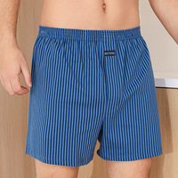 Caleçons boxers en coton tricoté pour hommes, taille haute, grande taille, pour l'été, amples, respirants, imprimés motif flèche longue