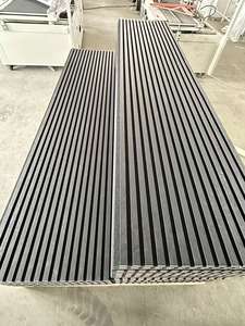 Design moderno Akupanel insonorizzato pannello acustico metà MDF a lamella con camoscio avvolto in fibra <span class=keywords><strong>di</strong></span> poliestere per interni all'ingrosso della fabbrica - Product Image 5