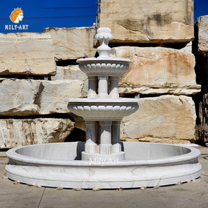 Fuente de Agua de Tres Niveles de Piedra de Mármol Blanco Grande MILY <span class=keywords><strong>para</strong></span> Decoración de Jardín Exterior, Estilo Moderno - Product Image 4