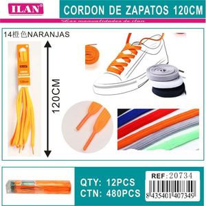 Laccio per scarpe Ilan 120 cm arancione piatto per sneakers - Product Image 1