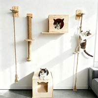 Griffoir mural pour chat en corde et bois de pin, style épuré, fabrication chinoise, installation sans perçage, robuste, vente en gros transfrontalière
