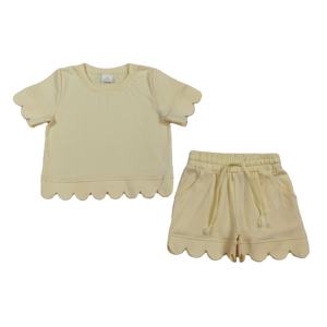 Conjuntos de Ropa para Niñas de Color Sólido, Estilo Casual, de Algodón, con Borde Festoneado, para Verano, de la Marca RTS Boutique - Product Image 1