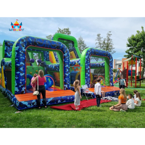 Parcours d'obstacles gonflable camouflage sportif personnalisé avec toboggan, installation facile, matériau PVC, capacité supérieure à 500 kg pour événements de location - Product Image 3