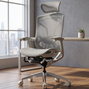 Contemporary Chrome Butterfly Gray Ergonomic Office Lift <b>Chair</b> with Adjustable Headrest Adjustable Armrest Tilting Li Material - Product Image 3