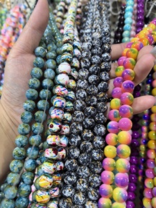 Gran oferta, stock de cuentas de vidrio de 8mm y 10mm, proveedor de cuentas <span class=keywords><strong>a</strong></span> granel, cuentas sueltas de colores mezclados para hacer pulseras y decorar joyas DIY - Product Image 4