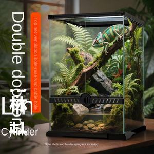 Terrarium panoramique en verre à double porte pour grenouilles cornées, lézards, serpents de maïs Shougong, reptiles - Product Image 2