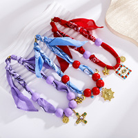 TikTok kalung syal sutra elegan untuk desain asli, kalung Choker manik-manik buatan tangan, liontin baja tahan karat bentuk kupu-kupu modis