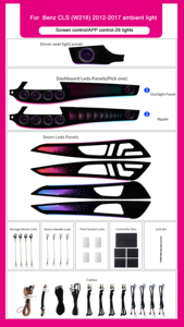 Éclairage d'ambiance intérieur SJC 64 couleurs pour Mercedes-Benz <span class=keywords><strong>CLS</strong></span> W218 2012-2017, kit de ventilation, lumières LED pour voiture, décoration, mise à niveau - Product Image 6