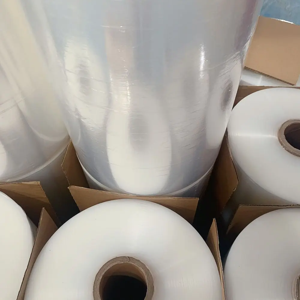 Great quality Clear plastic Wrapping Film Pallet packing stretch wrap film 23mic transparent lldpe stretch film jumbo roll 50kg