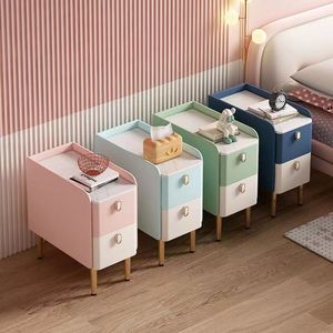 Mesita <span class=keywords><strong>de</strong></span> <span class=keywords><strong>Noche</strong></span> Infantil Pequeña, Simple y Bonita, <span class=keywords><strong>de</strong></span> Madera Maciza, con Carga Inalámbrica, 2 Cajones, para Niño, Color Rosa, Venta al Por Mayor - Product Image 2