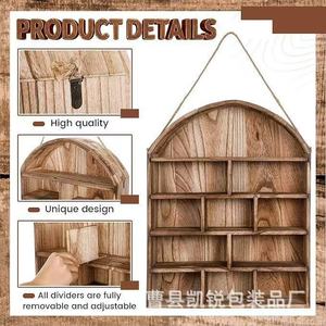 Wooden Hanging Figurine Display Rack Arched 5 Layer <b>Wall</b> <b>Mounted</b> Storage <b>Shelf</b> For Living Room Decor - Product Image 5