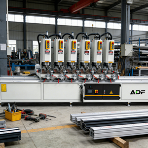 Máquina perforadora de 6 cabezales con múltiples husillos y control PLC para perfiles de PVC/UPVC, puertas, ventanas y muros cortina de alta calidad - Product Image 4