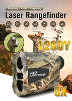 Télémètre de chasse camouflage laser avec logo personnalisé, rechargeable Type-C, objectif 6X, écran LCD, portée 600m 1000m 1200m 1500m